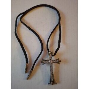 Chrome Hearts Sterling Silver Cross W/Braided Leather Necklace 1991